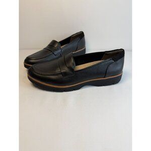 Dr. Scholls Nice Day Women Size 8M Black Leather Loafers Cushioned Casual Shoes